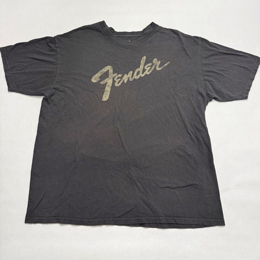 Fender Men's Gray Graphic Logo Crew Neck Short Sleeve Cotton T-Shirt XL